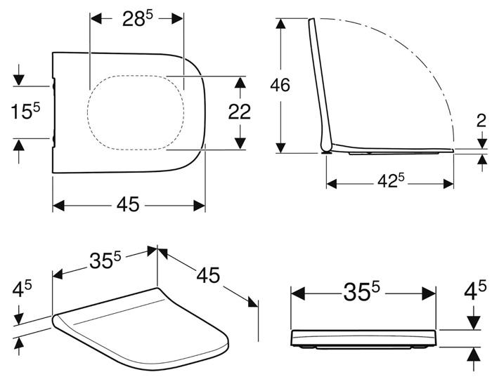 Geberit Smyle toilets&aelig;de m/Soft-close og QuickRelease