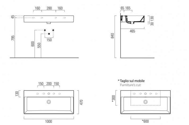 GSI Kube X 100 h&aring;ndvask t/v&aelig;g - ExtraGlaze