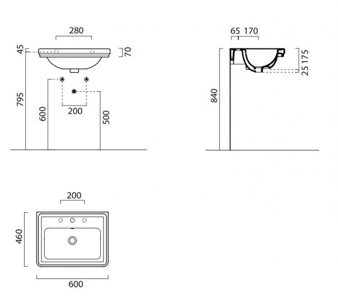 GSI Classic 60 h&aring;ndvask t/v&aelig;g - 1 hanehul - ExtraGlaze