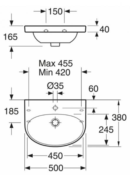 Gustavsberg Nautic 50 h&aring;ndvask t/v&aelig;g - 1 hanehul