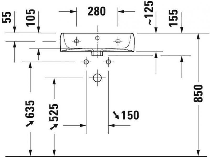 Duravit Qatego 50 h&aring;ndvask t/v&aelig;g eller m&oslash;bel - 1 hanehul