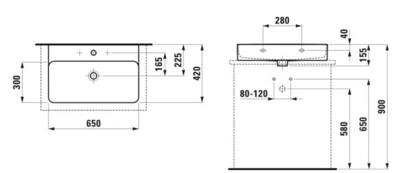 Laufen Val Compact 65 bowlevask op til v&aelig;g - 1 hanehul