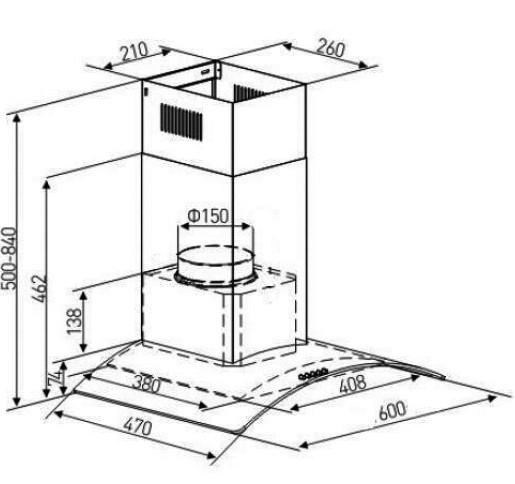 Eico ECH P 60 GX emh&aelig;tte til v&aelig;gmontering - Rustfrit st&aring;l