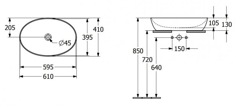 V&B Artis 61 fritst&aring;ende bowlevask - Uden overl&oslash;b