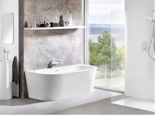 Str&oslash;mberg Lago Back-To-Wall badekar - 1650 x 750 mm - Hvid