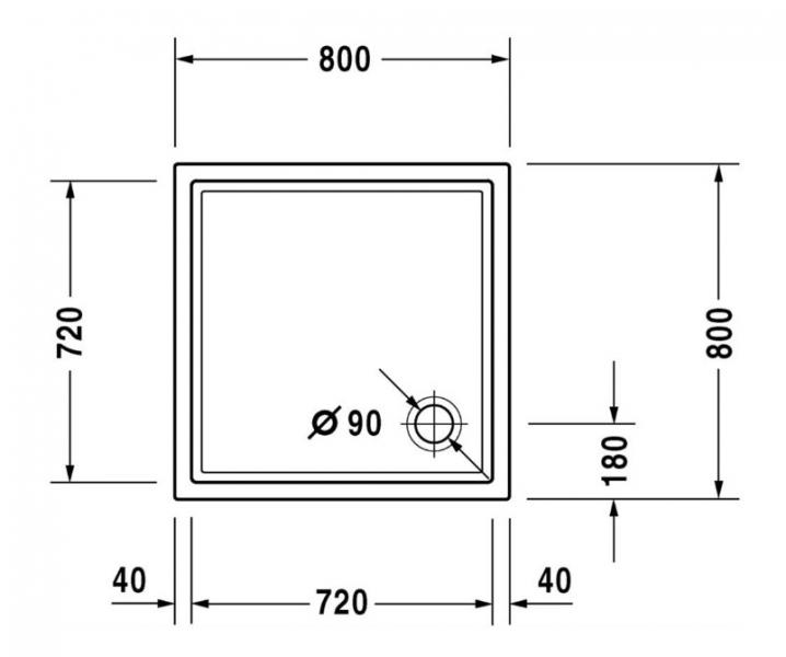 Duravit Starck Slimline brusekar 80x80cm
