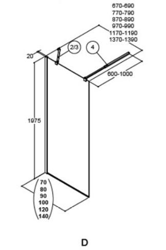 Dansani Match D 70 fast brusev&aelig;g - Klar glas/matkrom
