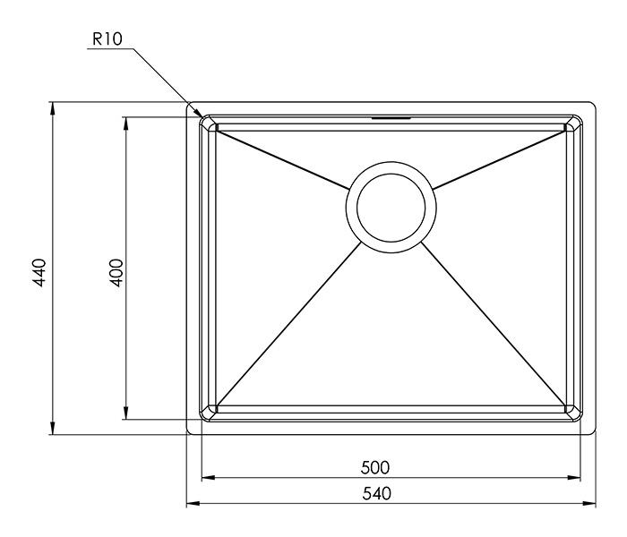 Intra Baltic 500F k&oslash;kkenvask - Rustfrit st&aring;l