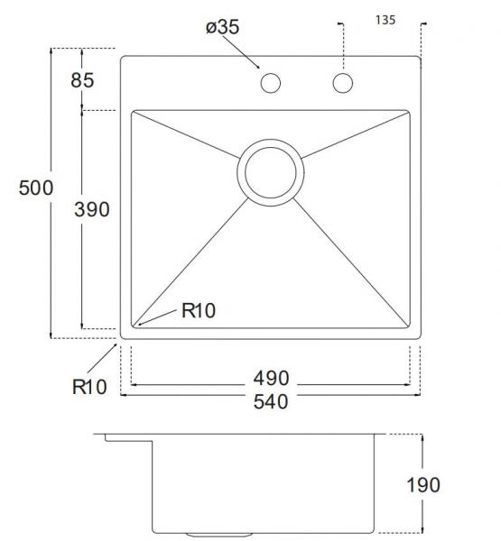 Lavabo 840 Soft dobbelt k&oslash;kkenvask m/lav midterv&aelig;g