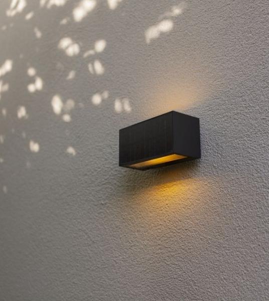 Lutec Solar Inka hybrid udend&oslash;rslampe til v&aelig;g m/solceller - M&oslash;rkegr&aring;