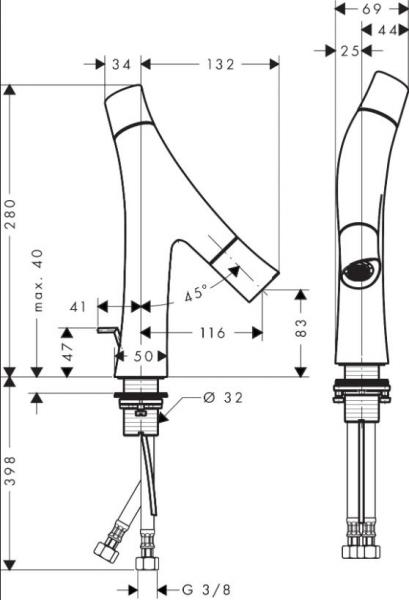 AXOR Starck Organic h&aring;ndvaskarmatur u/bundventil