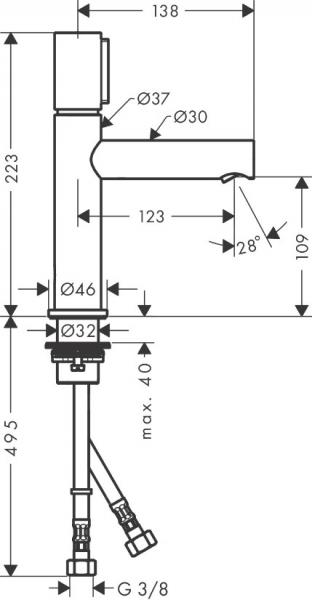 AXOR Uno Select 110 h&aring;ndvaskarmatur - Krom