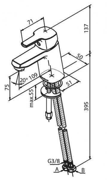 Damixa Pine S h&aring;ndvaskarmatur - Steel PVD