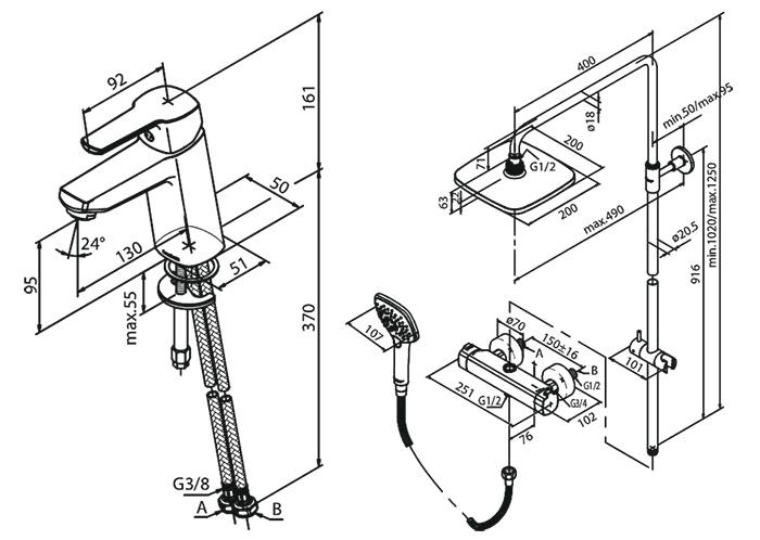 Damixa Pine komplet pakke til badev&aelig;relset - Mat sort