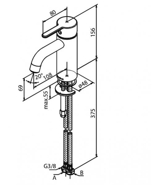 Damixa Silhouet S h&aring;ndvaskbatteri u/bundventil - Poleret messing