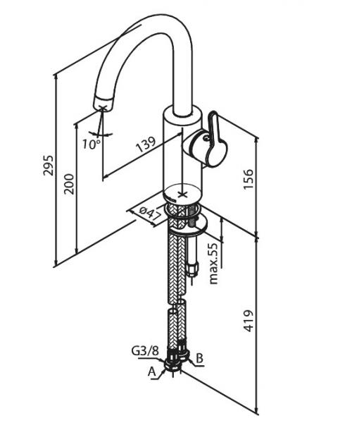 Damixa Silhouet h&aring;ndvaskarmatur m/C-tud - Krom