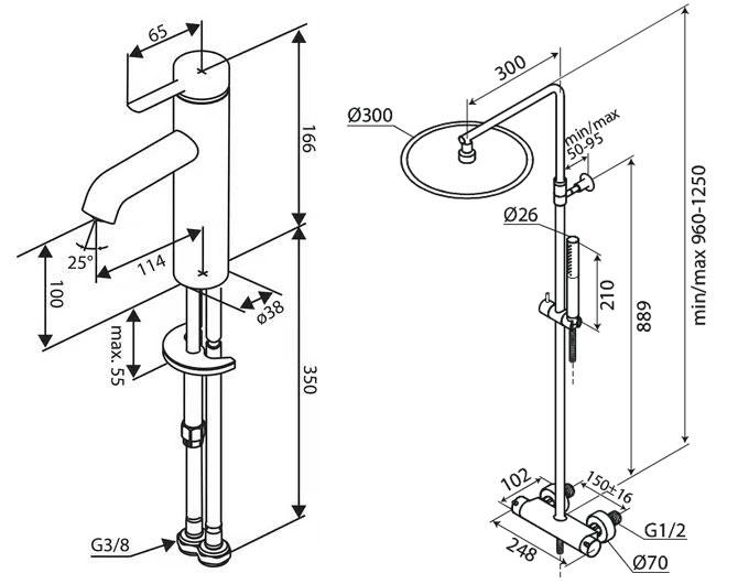 Damixa Iris komplet pakke til badev&aelig;relse - Krom