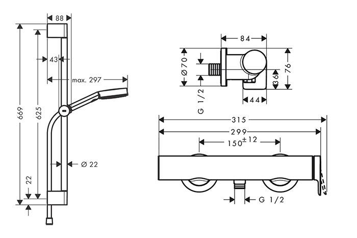 hansgrohe Vivenis komplet pakke til badev&aelig;relse - Krom