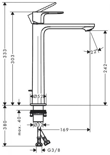 Hansgrohe Rebris E 240 h&aring;ndvaskarmatur m/Coolstart og l&oslash;ft-op bundventil - Mat sort