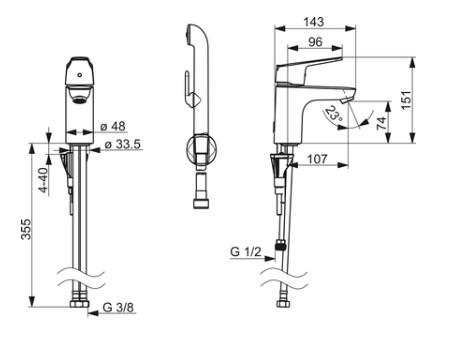 Oras Vega h&aring;ndvaskarmatur m/Bidetta h&aring;ndbruser - Mat sort