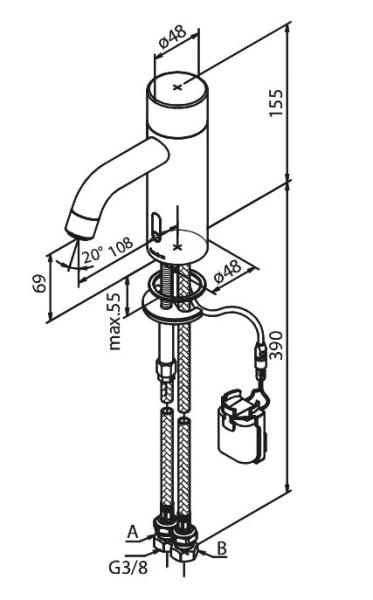 Damixa Silhouet Public Touchless h&aring;ndvaskarmatur - B&oslash;rstet messing