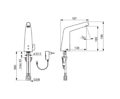 Oras Inspera 3016FT h&aring;ndvaskarmatur, 230/9 V - Krom