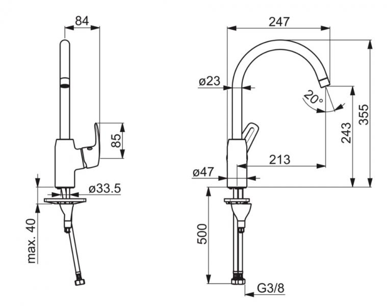 Oras Safira k&oslash;kkenarmatur m/h&oslash;j tud - Krom