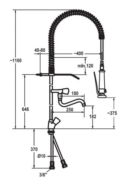 KWC stork&oslash;kkenarmatur med svingtud og forbruser