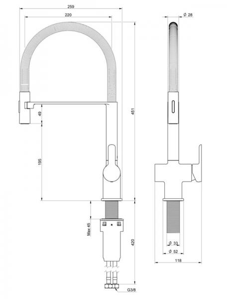 Gustavsberg Estetic Semi-prof k&oslash;kkenarmatur m/udtr&aelig;k og koldstart - Krom