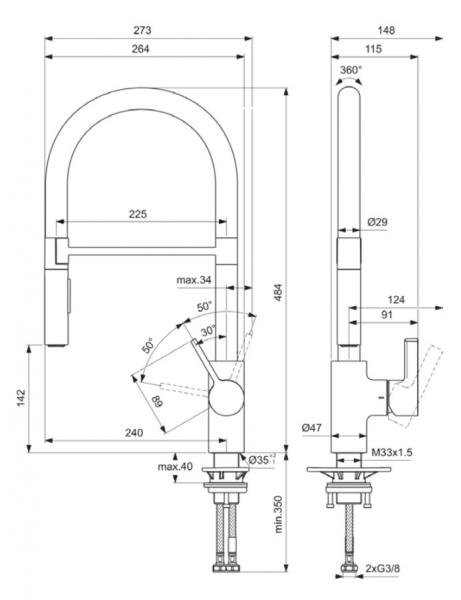 Ideal Standard Gusto semi-pro k&oslash;kkenarmatur - Krom