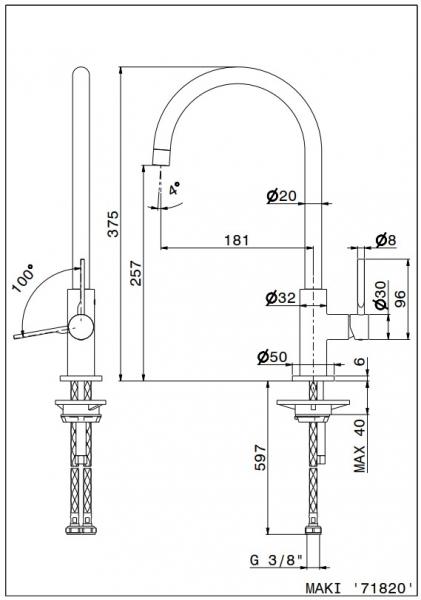 Cass&oslash;e Newform Maki k&oslash;kkenarmatur - Krom