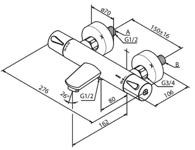 Damixa Silhouet komplet kararmatur - B&oslash;rstet kobber