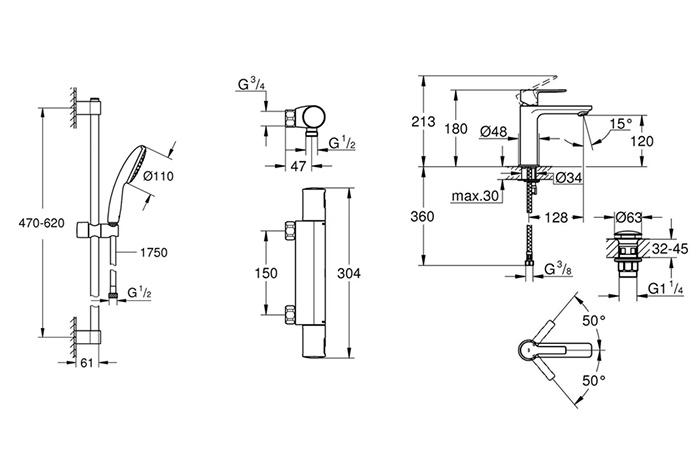 Grohe Precision Lineare Eco komplet pakke til badeværelse - Krom Grohe Precision Lineare Eco komplet pakke til badeværelse - Krom