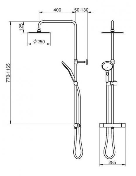 Gustavsberg Estetic Round 250  komplet brusesystem - Mat sort