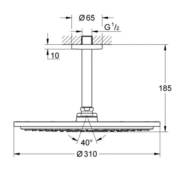 Grohe Rainshower Cosmopolitan 310 hovedbruser t/loft 1 spray - Mat sort Grohe Rainshower Cosmopolitan 310 hovedbruser t/loft 1 spray - Mat sort