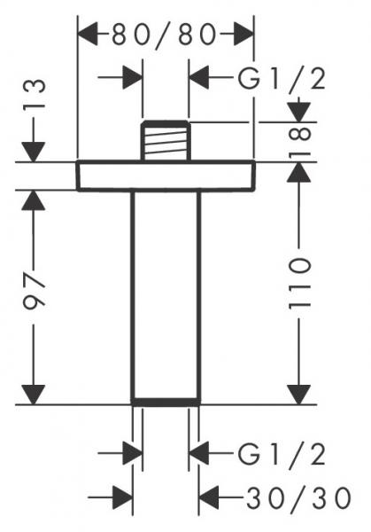 hansgrohe loftbef&aelig;stigelse E 10 cm 1/2" - Krom