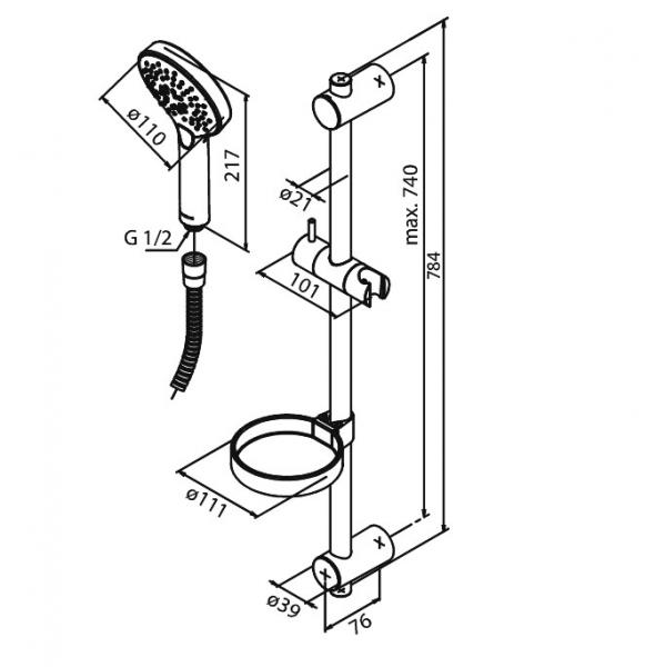 Damixa Silhouet Flex bruses&aelig;t - Krom