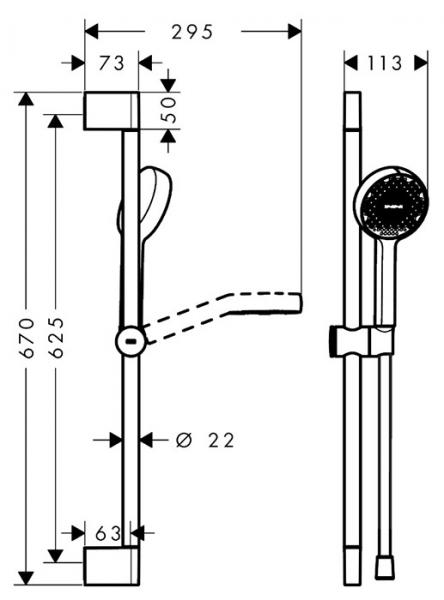 hansgrohe Activera Select S bruses&aelig;t 95 2jet m/Ecosmart 65 cm - Krom
