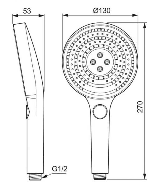 Ideal Standard IdealRain Solos h&aring;ndbruser m/3 str&aring;ler - Krom