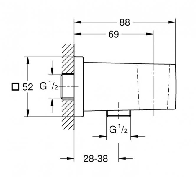 Grohe Cube tilslutningsb&oslash;jning med bruserholder - B&oslash;rstet cool sunrise