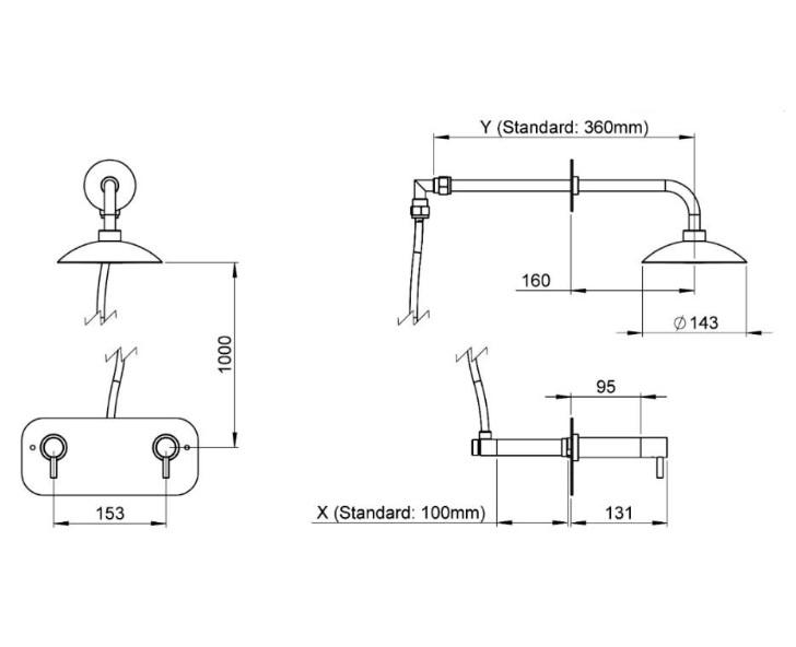 Frostline Eqi frostsikker udebruser t/indbygning 180 mm - Rustfrit st&aring;l