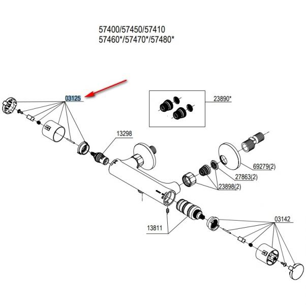 Damixa reperationss&aelig;t til h&aring;ndtag flow regulering