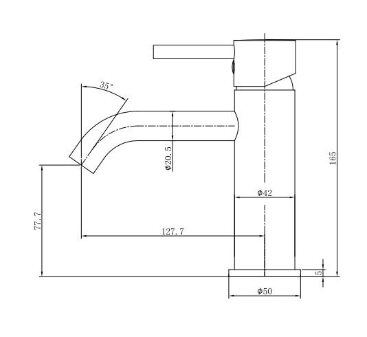 Nortiq Fordham h&aring;ndvaskarmatur m/bundventil - Mat sort