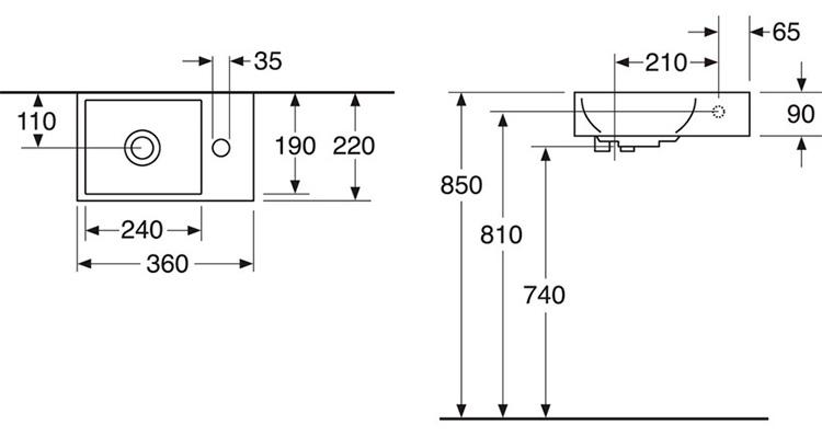 Gustavsberg Artic Small 33 m&oslash;bels&aelig;t - vask til venstre - Sort ask/hvid