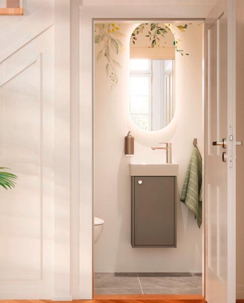 Gustavsberg Artic Small 33 m&oslash;bels&aelig;t - vask til venstre - Askegr&aring;/hvid