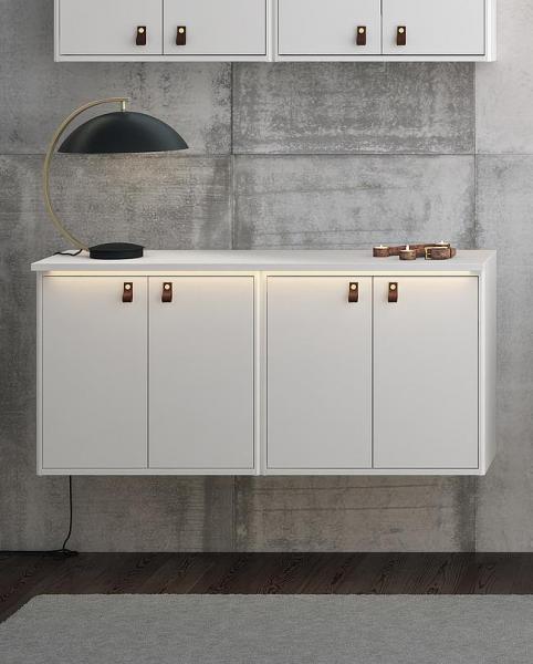 Gustavsberg Graphic v&aelig;gskab - Stor dybde - Hvid mat