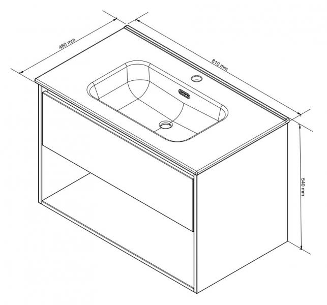 Sanibell Proline m&oslash;bels&aelig;t 80 m/integrerede greb og &aring;ben hylde - Cabana eg