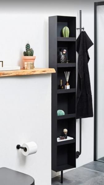 Cass&oslash;e drejeskab m/spejl og hylder - Mat sort