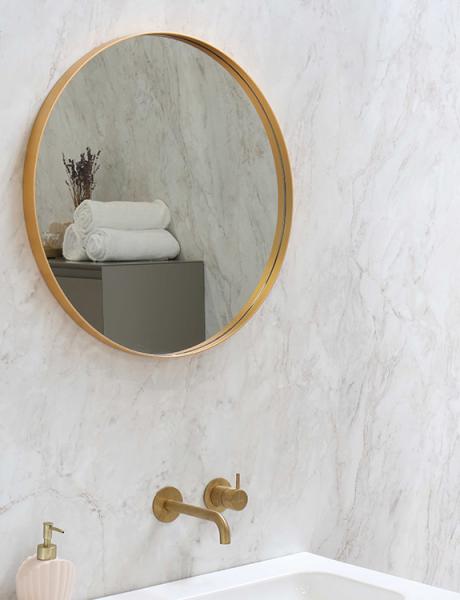 Sanibell Ink SP15 rundt spejl m/ramme &Oslash;80 - B&oslash;rstet mat guld