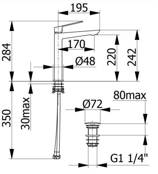 Cass&oslash;e Sleek h&aring;ndvaskarmatur t/bowlevask - Mat bronze